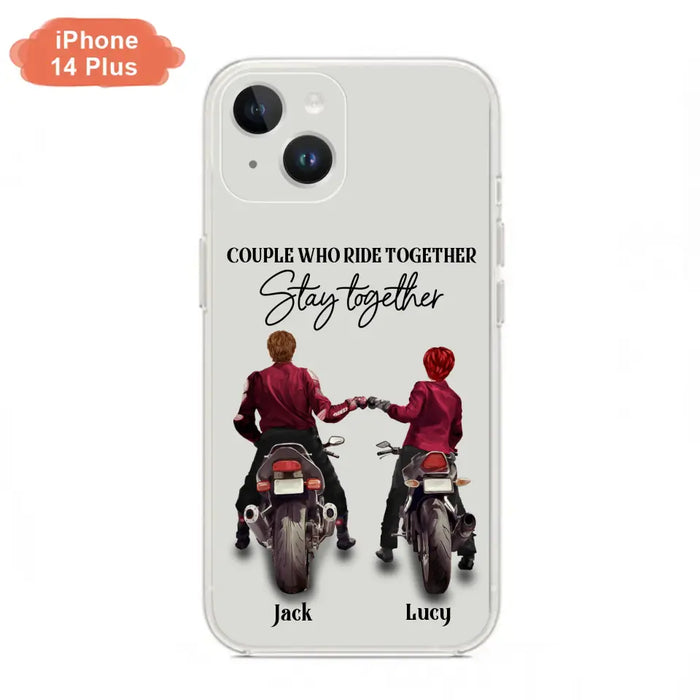 Personalized Riding Couple Phone Case - Gift Idea For Couple/Valentines Day/Her/Him - Couple Who Ride Together Stay Together - Case For Iphone/Samsung