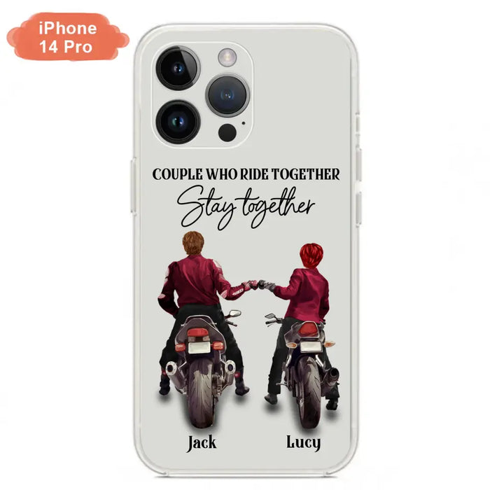 Personalized Riding Couple Phone Case - Gift Idea For Couple/Valentines Day/Her/Him - Couple Who Ride Together Stay Together - Case For Iphone/Samsung