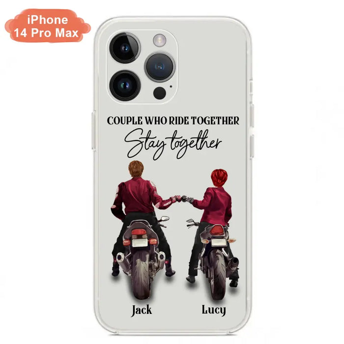 Personalized Riding Couple Phone Case - Gift Idea For Couple/Valentines Day/Her/Him - Couple Who Ride Together Stay Together - Case For Iphone/Samsung