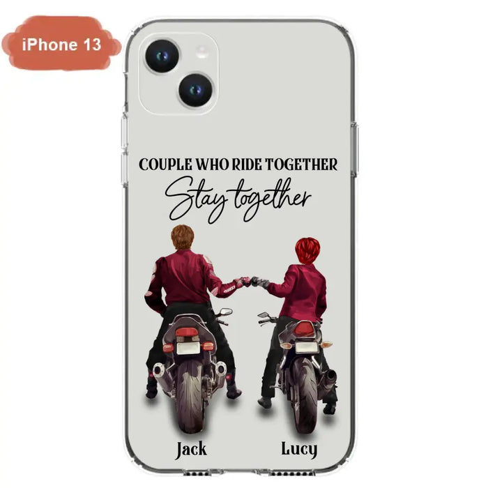 Personalized Riding Couple Phone Case - Gift Idea For Couple/Valentines Day/Her/Him - Couple Who Ride Together Stay Together - Case For Iphone/Samsung