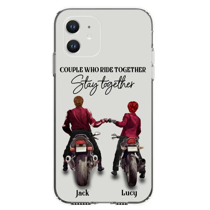 Personalized Riding Couple Phone Case - Gift Idea For Couple/Valentines Day/Her/Him - Couple Who Ride Together Stay Together - Case For Iphone/Samsung