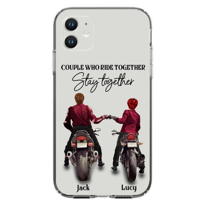 Personalized Riding Couple Phone Case - Gift Idea For Couple/Valentines Day/Her/Him - Couple Who Ride Together Stay Together - Case For Iphone/Samsung
