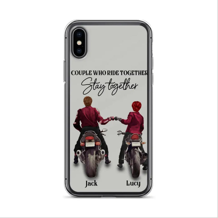 Personalized Riding Couple Phone Case - Gift Idea For Couple/Valentines Day/Her/Him - Couple Who Ride Together Stay Together - Case For Iphone/Samsung