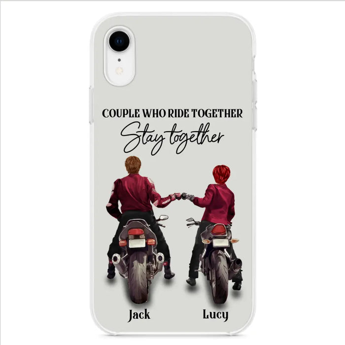 Personalized Riding Couple Phone Case - Gift Idea For Couple/Valentines Day/Her/Him - Couple Who Ride Together Stay Together - Case For Iphone/Samsung