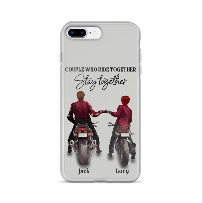 Personalized Riding Couple Phone Case - Gift Idea For Couple/Valentines Day/Her/Him - Couple Who Ride Together Stay Together - Case For Iphone/Samsung