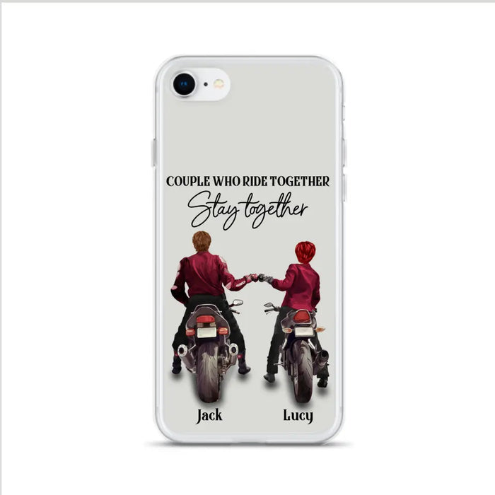 Personalized Riding Couple Phone Case - Gift Idea For Couple/Valentines Day/Her/Him - Couple Who Ride Together Stay Together - Case For Iphone/Samsung