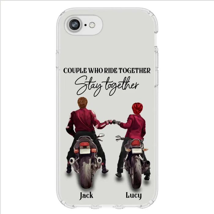 Personalized Riding Couple Phone Case - Gift Idea For Couple/Valentines Day/Her/Him - Couple Who Ride Together Stay Together - Case For Iphone/Samsung