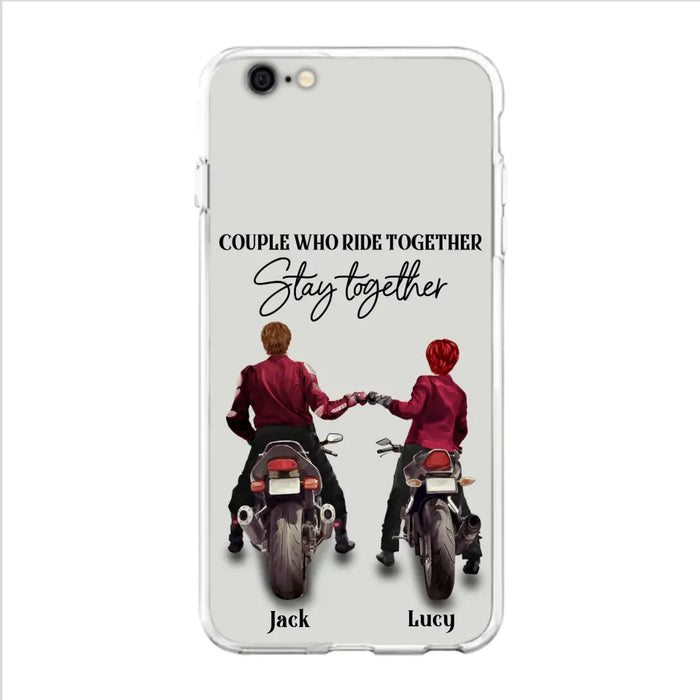 Personalized Riding Couple Phone Case - Gift Idea For Couple/Valentines Day/Her/Him - Couple Who Ride Together Stay Together - Case For Iphone/Samsung