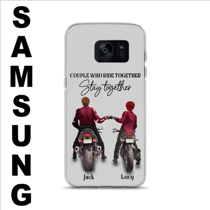 Personalized Riding Couple Phone Case - Gift Idea For Couple/Valentines Day/Her/Him - Couple Who Ride Together Stay Together - Case For Iphone/Samsung