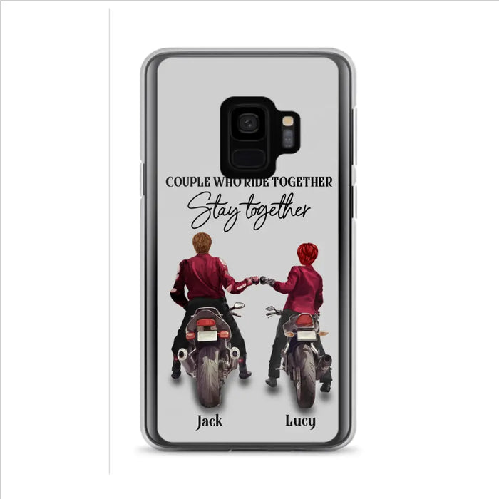 Personalized Riding Couple Phone Case - Gift Idea For Couple/Valentines Day/Her/Him - Couple Who Ride Together Stay Together - Case For Iphone/Samsung