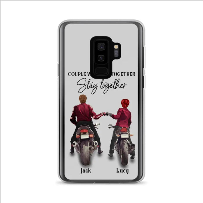 Personalized Riding Couple Phone Case - Gift Idea For Couple/Valentines Day/Her/Him - Couple Who Ride Together Stay Together - Case For Iphone/Samsung
