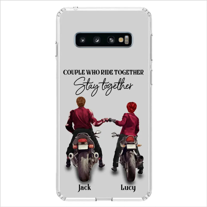 Personalized Riding Couple Phone Case - Gift Idea For Couple/Valentines Day/Her/Him - Couple Who Ride Together Stay Together - Case For Iphone/Samsung