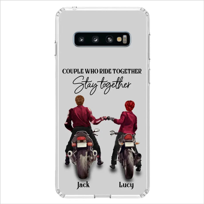 Personalized Riding Couple Phone Case - Gift Idea For Couple/Valentines Day/Her/Him - Couple Who Ride Together Stay Together - Case For Iphone/Samsung