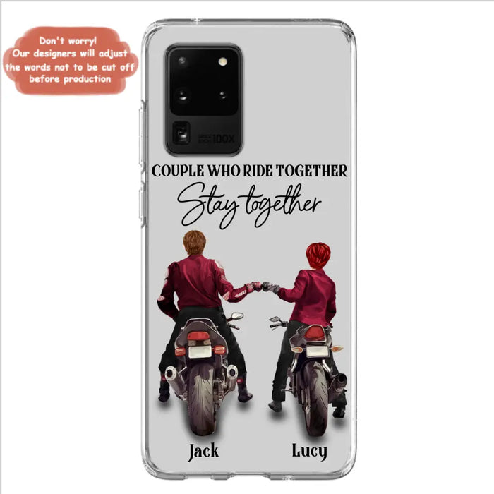 Personalized Riding Couple Phone Case - Gift Idea For Couple/Valentines Day/Her/Him - Couple Who Ride Together Stay Together - Case For Iphone/Samsung