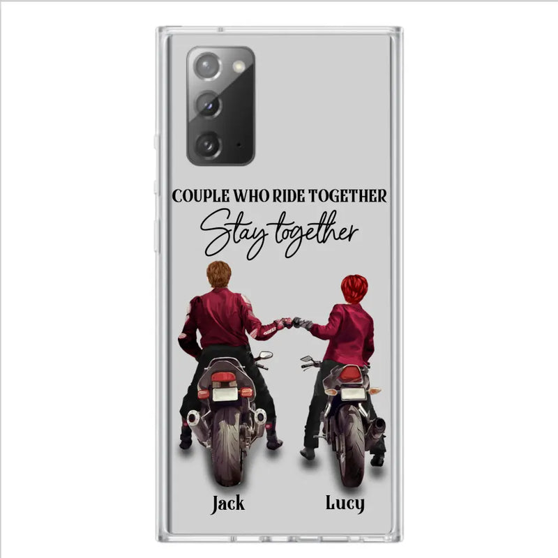 Personalized Riding Couple Phone Case - Gift Idea For Couple/Valentines Day/Her/Him - Couple Who Ride Together Stay Together - Case For Iphone/Samsung