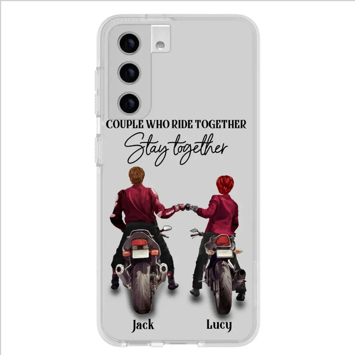 Personalized Riding Couple Phone Case - Gift Idea For Couple/Valentines Day/Her/Him - Couple Who Ride Together Stay Together - Case For Iphone/Samsung