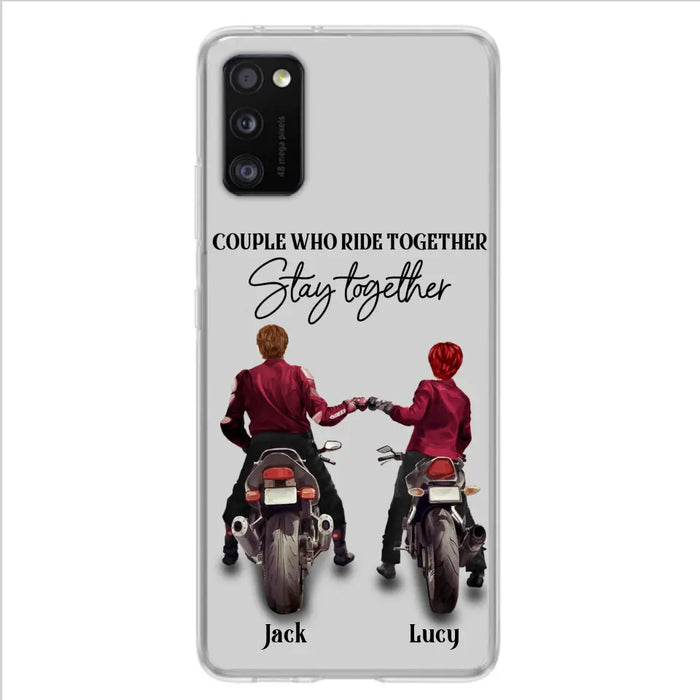 Personalized Riding Couple Phone Case - Gift Idea For Couple/Valentines Day/Her/Him - Couple Who Ride Together Stay Together - Case For Iphone/Samsung