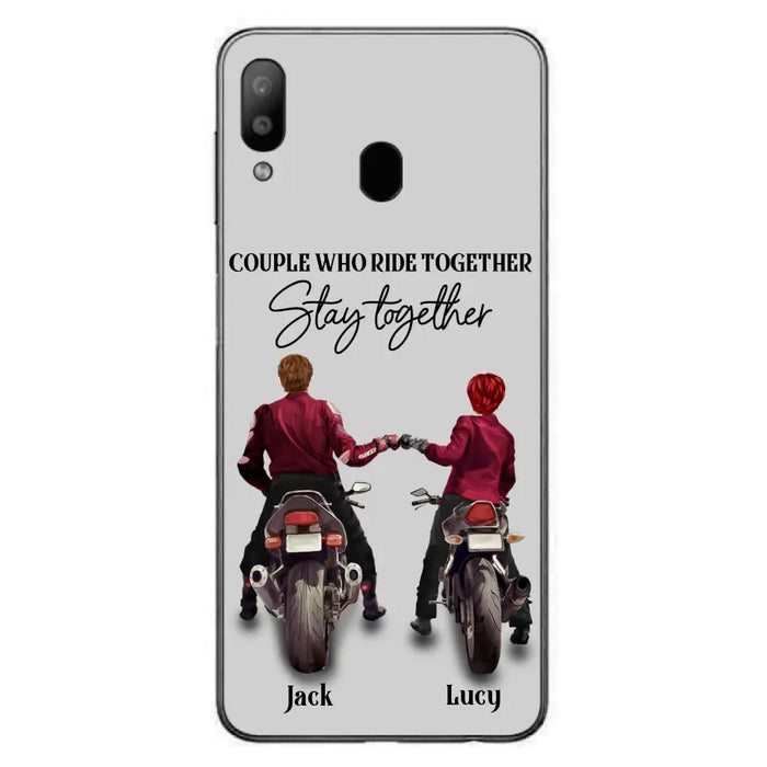 Personalized Riding Couple Phone Case - Gift Idea For Couple/Valentines Day/Her/Him - Couple Who Ride Together Stay Together - Case For Iphone/Samsung