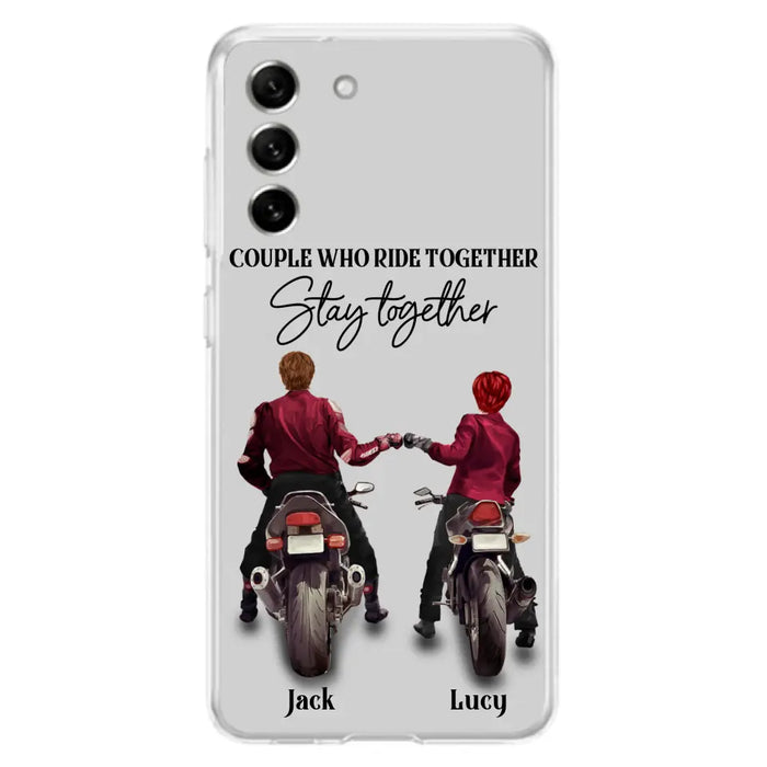 Personalized Riding Couple Phone Case - Gift Idea For Couple/Valentines Day/Her/Him - Couple Who Ride Together Stay Together - Case For Iphone/Samsung