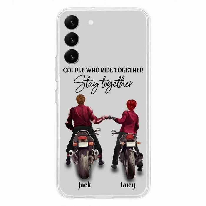 Personalized Riding Couple Phone Case - Gift Idea For Couple/Valentines Day/Her/Him - Couple Who Ride Together Stay Together - Case For Iphone/Samsung