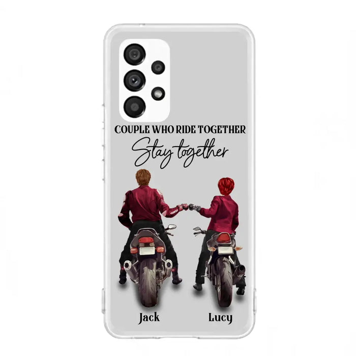 Personalized Riding Couple Phone Case - Gift Idea For Couple/Valentines Day/Her/Him - Couple Who Ride Together Stay Together - Case For Iphone/Samsung