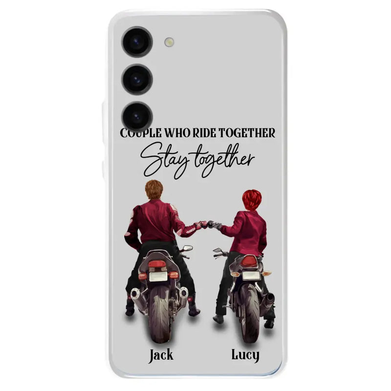 Personalized Riding Couple Phone Case - Gift Idea For Couple/Valentines Day/Her/Him - Couple Who Ride Together Stay Together - Case For Iphone/Samsung