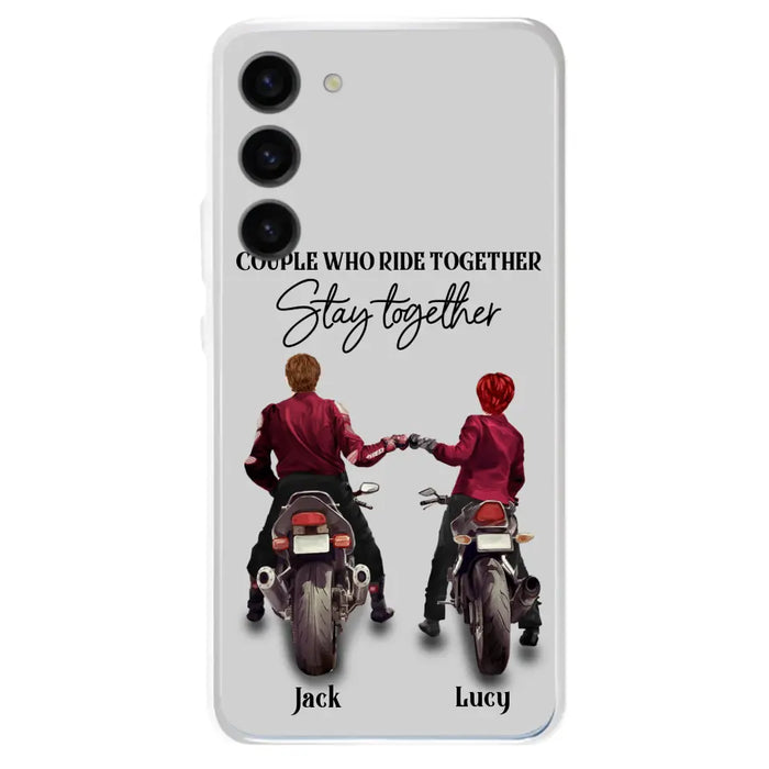 Personalized Riding Couple Phone Case - Gift Idea For Couple/Valentines Day/Her/Him - Couple Who Ride Together Stay Together - Case For Iphone/Samsung