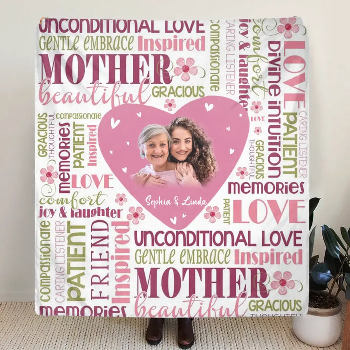 Personalized Mom & Daughter Photo Quilt/Fleece Throw Blanket - Upload Photo - Gift Idea For Mother/Daughter - Unconditional Love
