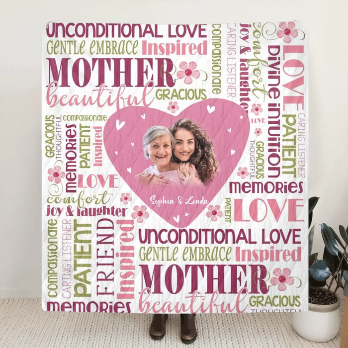 Personalized Mom & Daughter Photo Quilt/Fleece Throw Blanket - Upload Photo - Gift Idea For Mother/Daughter - Unconditional Love