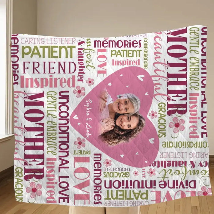 Personalized Mom & Daughter Photo Quilt/Fleece Throw Blanket - Upload Photo - Gift Idea For Mother/Daughter - Unconditional Love