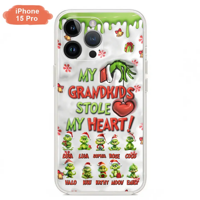 Personalized Christmas Mama Grandkid Phone Case - Gift Idea For Grandkids - Up to 10 Kids - My Grandkids Stole My Heart - Case For iPhone/Samsung