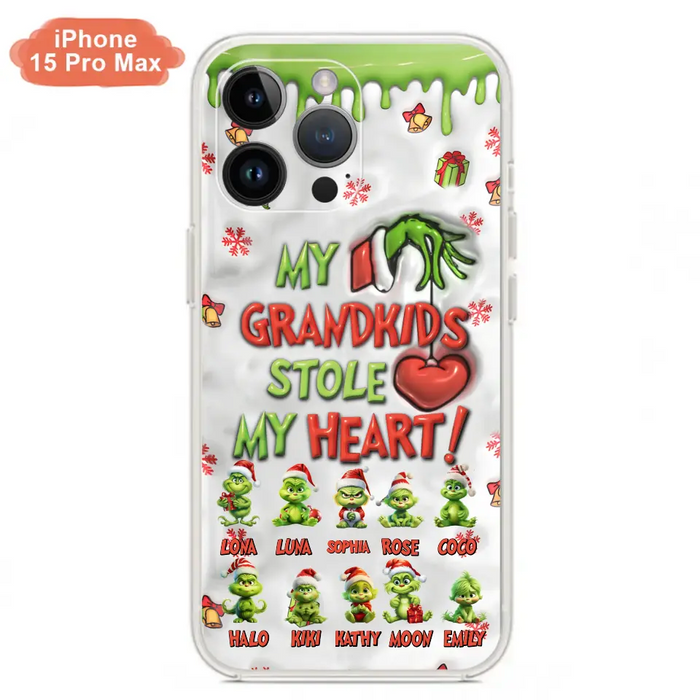 Personalized Christmas Mama Grandkid Phone Case - Gift Idea For Grandkids - Up to 10 Kids - My Grandkids Stole My Heart - Case For iPhone/Samsung