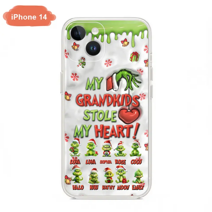 Personalized Christmas Mama Grandkid Phone Case - Gift Idea For Grandkids - Up to 10 Kids - My Grandkids Stole My Heart - Case For iPhone/Samsung