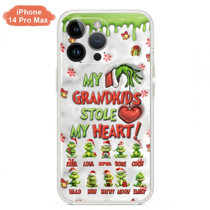 Personalized Christmas Mama Grandkid Phone Case - Gift Idea For Grandkids - Up to 10 Kids - My Grandkids Stole My Heart - Case For iPhone/Samsung