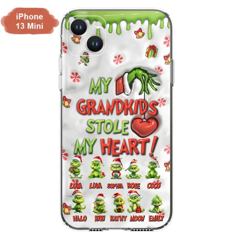 Personalized Christmas Mama Grandkid Phone Case - Gift Idea For Grandkids - Up to 10 Kids - My Grandkids Stole My Heart - Case For iPhone/Samsung