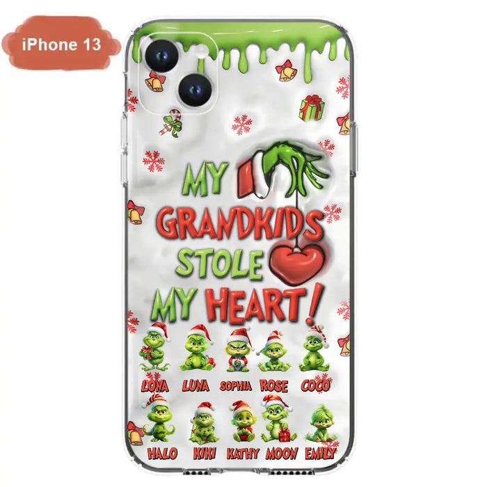 Personalized Christmas Mama Grandkid Phone Case - Gift Idea For Grandkids - Up to 10 Kids - My Grandkids Stole My Heart - Case For iPhone/Samsung