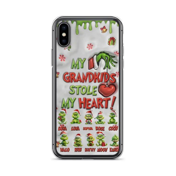 Personalized Christmas Mama Grandkid Phone Case - Gift Idea For Grandkids - Up to 10 Kids - My Grandkids Stole My Heart - Case For iPhone/Samsung