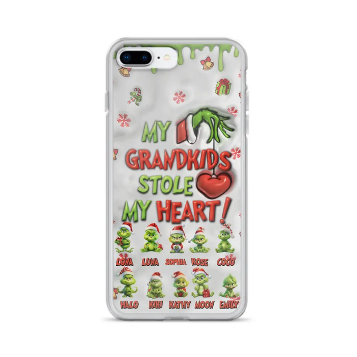Personalized Christmas Mama Grandkid Phone Case - Gift Idea For Grandkids - Up to 10 Kids - My Grandkids Stole My Heart - Case For iPhone/Samsung