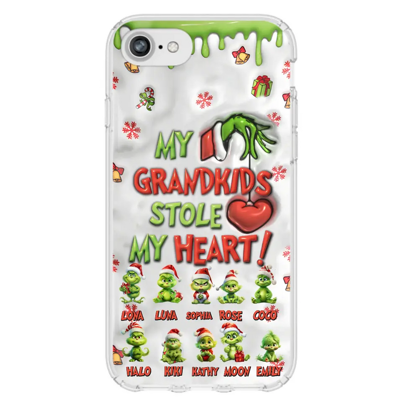 Personalized Christmas Mama Grandkid Phone Case - Gift Idea For Grandkids - Up to 10 Kids - My Grandkids Stole My Heart - Case For iPhone/Samsung