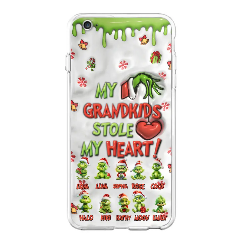 Personalized Christmas Mama Grandkid Phone Case - Gift Idea For Grandkids - Up to 10 Kids - My Grandkids Stole My Heart - Case For iPhone/Samsung