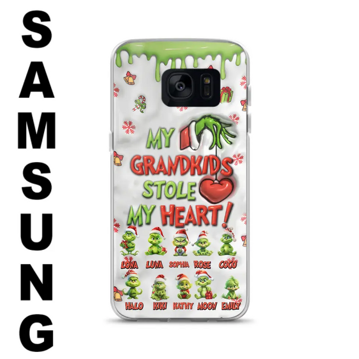 Personalized Christmas Mama Grandkid Phone Case - Gift Idea For Grandkids - Up to 10 Kids - My Grandkids Stole My Heart - Case For iPhone/Samsung