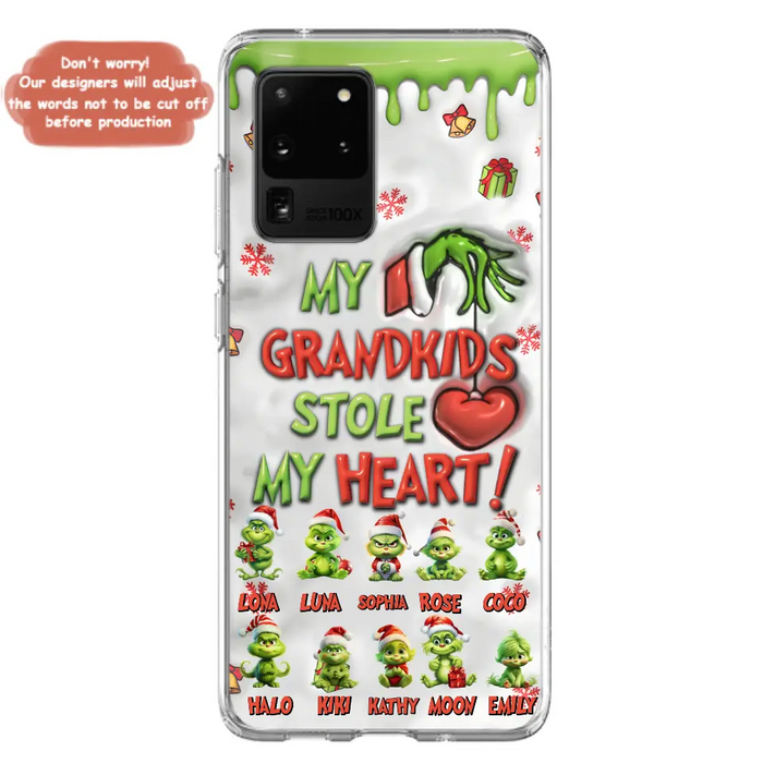 Personalized Christmas Mama Grandkid Phone Case - Gift Idea For Grandkids - Up to 10 Kids - My Grandkids Stole My Heart - Case For iPhone/Samsung