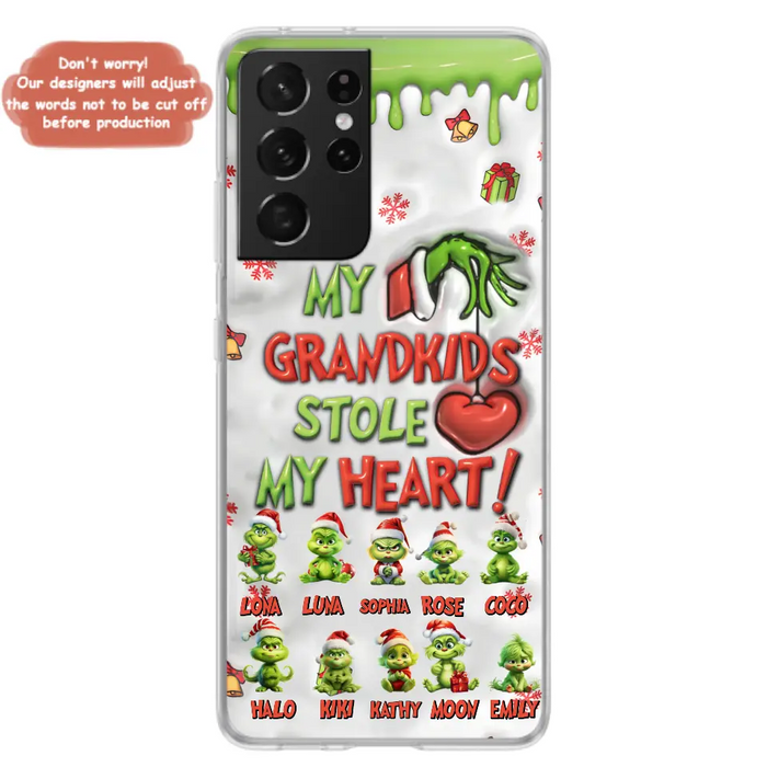 Personalized Christmas Mama Grandkid Phone Case - Gift Idea For Grandkids - Up to 10 Kids - My Grandkids Stole My Heart - Case For iPhone/Samsung