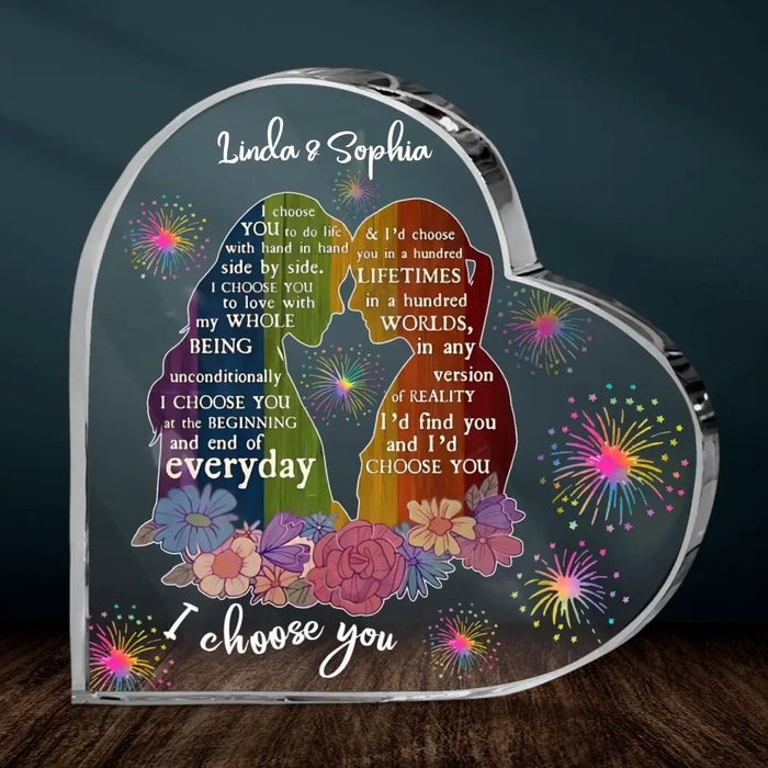Personalized Her & Her Acrylic Plaque - Valentine's Day Gift Idea For Couple - I Choose You At The Beginning And End Of Everyday