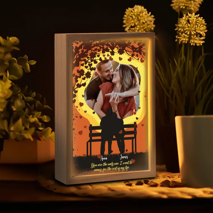 Personalized Couple Picture Frame Light Box - Anniversary/Valentine/Christmas Gift Idea For Couple - You Are The Only One I Want To Annoy For The Rest Of My Life