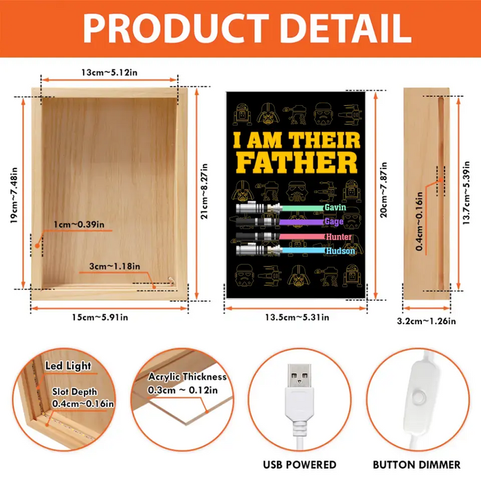 Personalized Father Frame Light Box - Father's Day Gift Idea - I Am Their Father