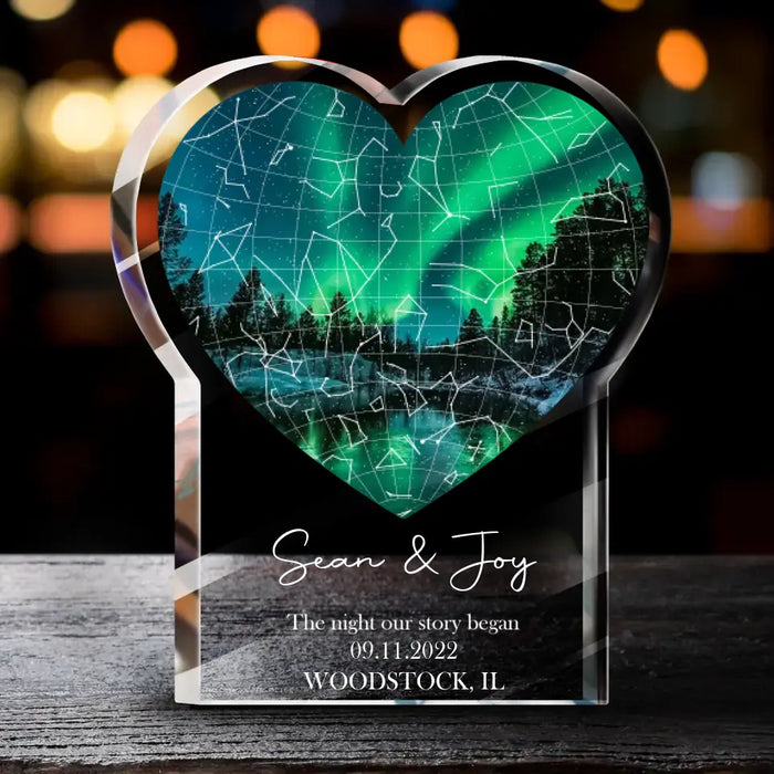 Personalized Couple Star Map Acrylic Plaque - Valentine's Day Gift Idea for Couple - The Night Our Story Began