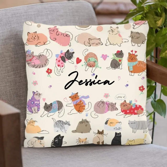 Custom Cute Cat Fleece Throw Blanket/Quilt/Pillow Cover - Gift Idea For Cat Lovers