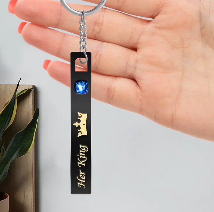Personalized Couple Acrylic Keychain - Gift Idea For Couple/Him/Her - Her King His Queen
