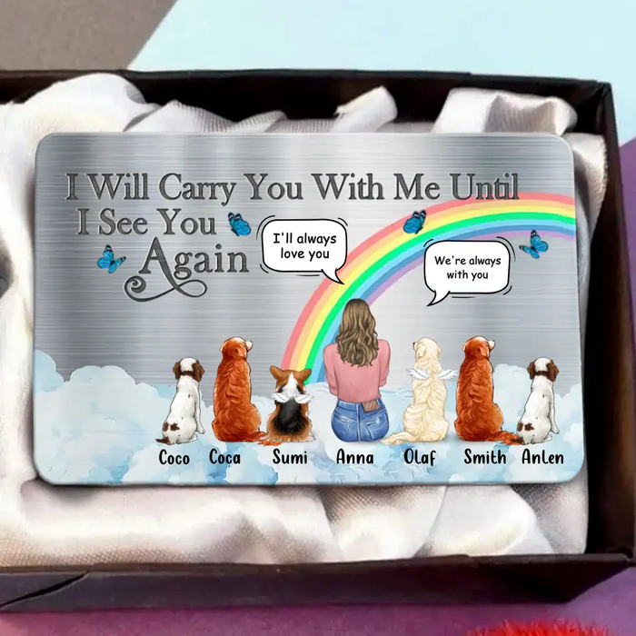 Personalized Memorial Dog Mom/Dad Aluminum Wallet Card - Woman/Man/Couple With Up to 6 Dogs - Best Gift For Dog Lover - I'll Always Love You
